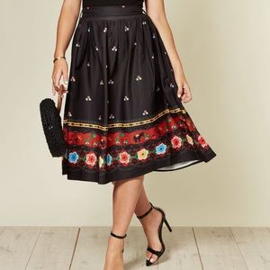Voodoo Vixen Charlotte Border Print Skirt